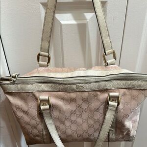 Gucci Pink Canvas gold hardware medium handbag